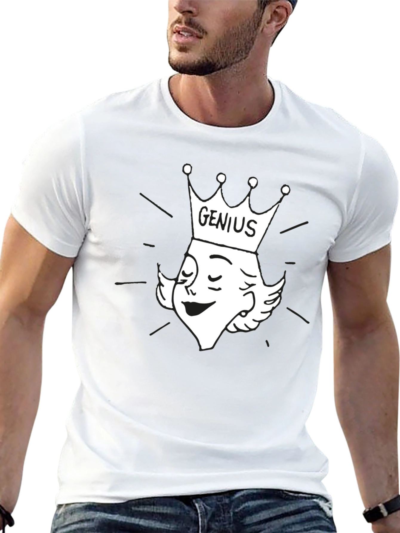 Genius Cartoon Graphic Tee - Black Cotton T-Shirt