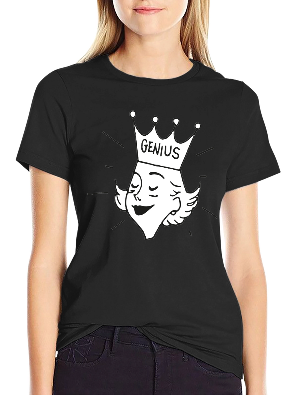 Genius Cartoon Graphic Tee - Black Cotton T-Shirt