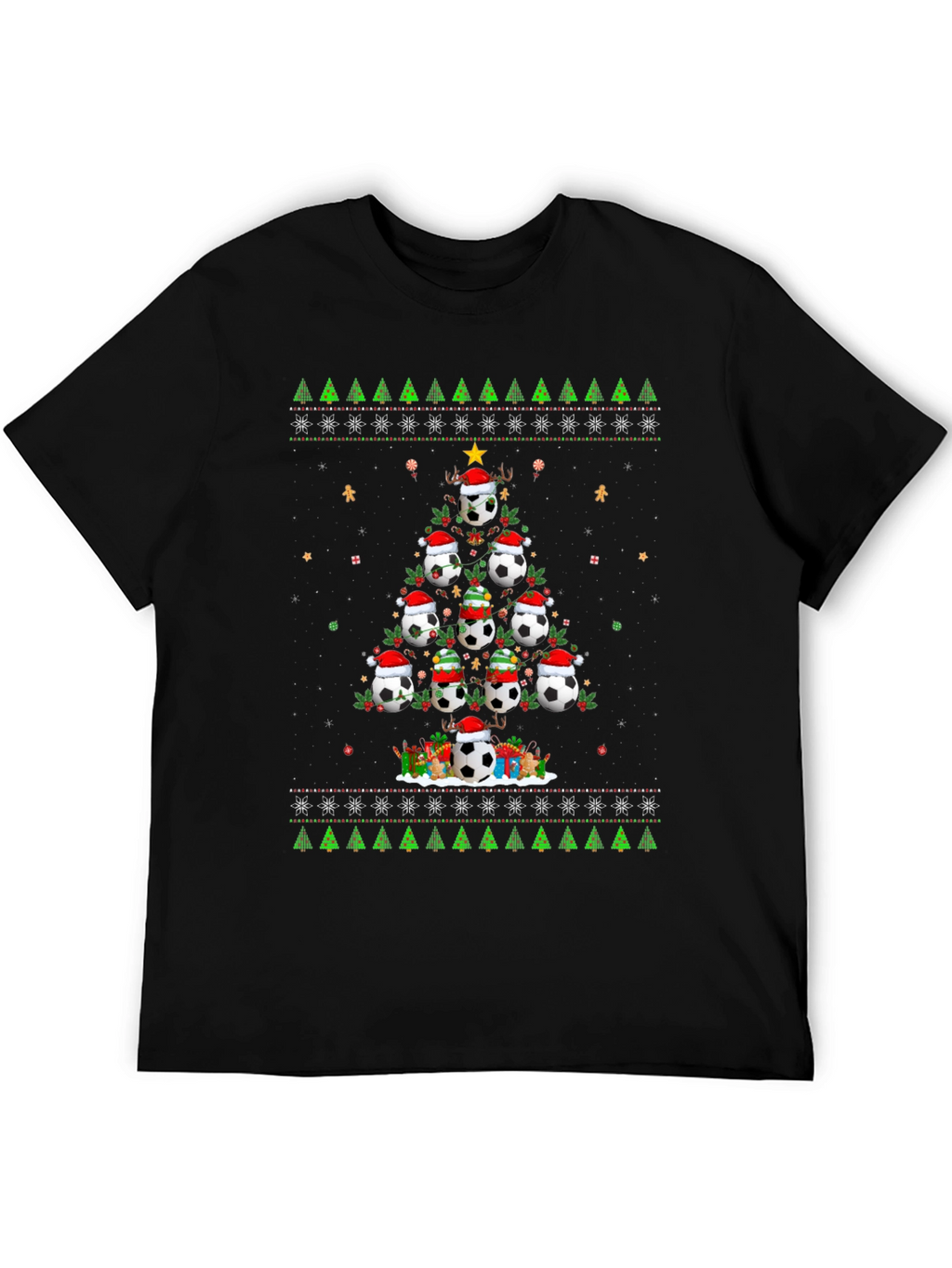 Festive Soccer Ball Christmas Tree T-Shirt
