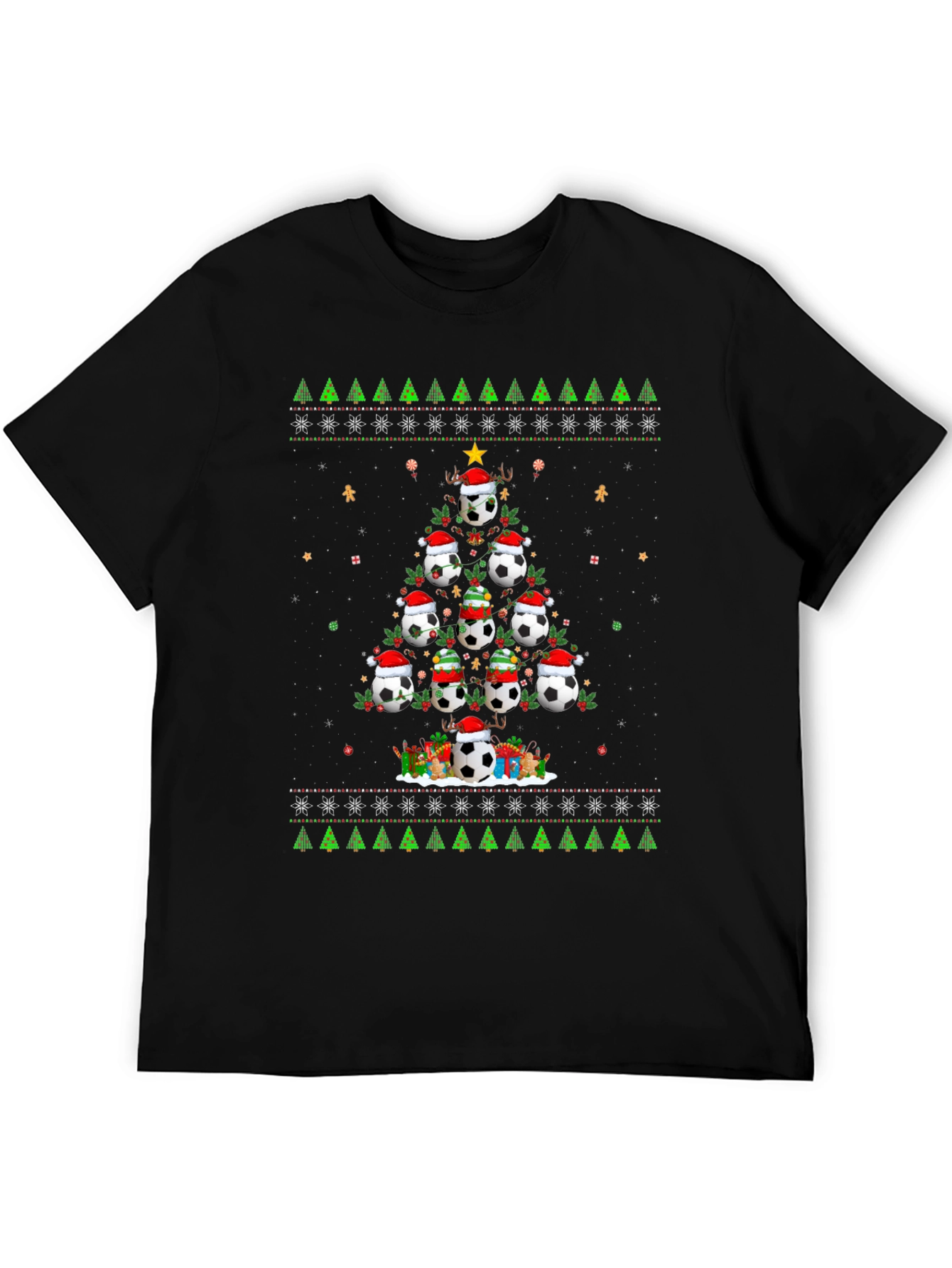 Festive Soccer Ball Christmas Tree T-Shirt