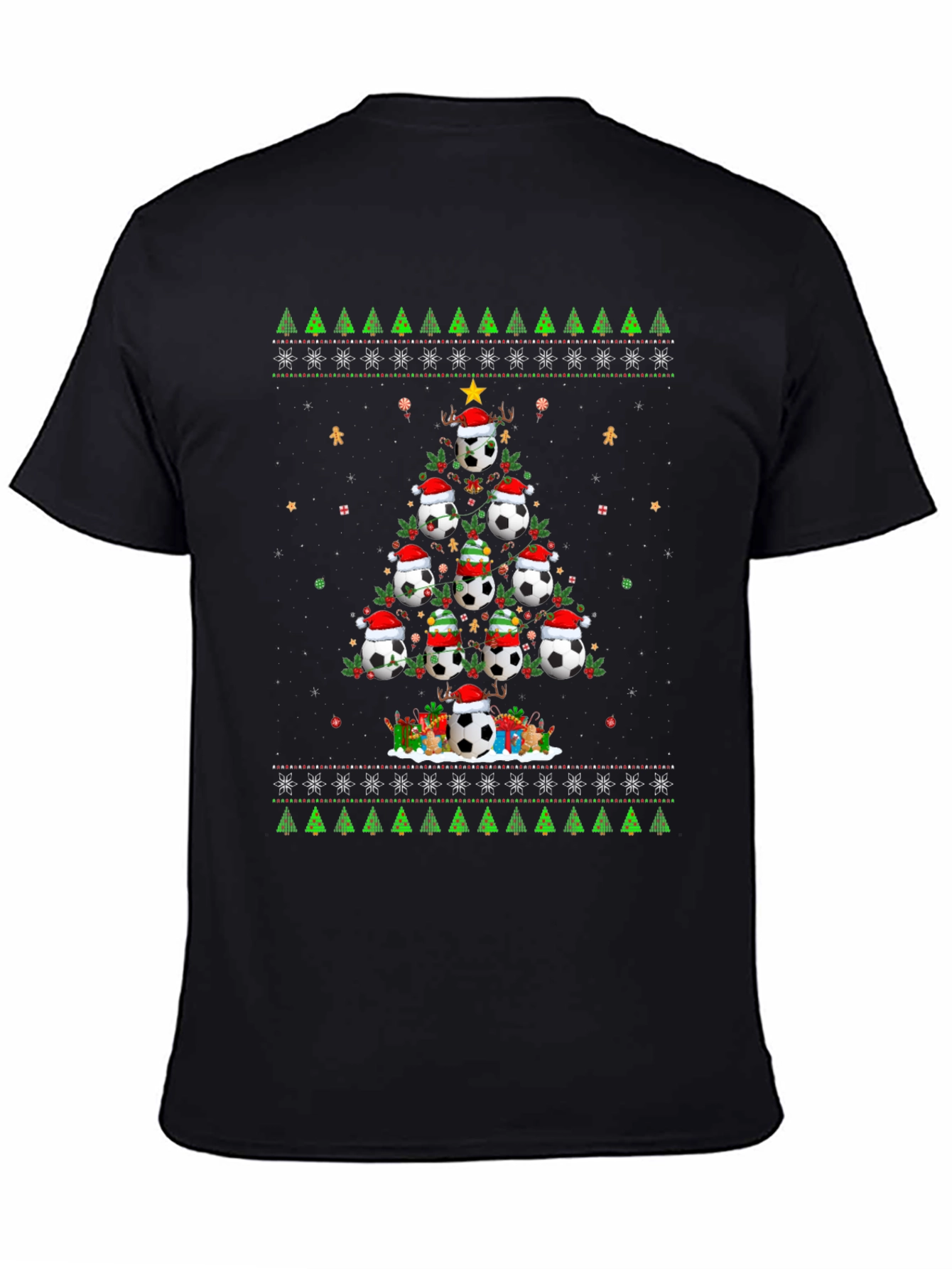 Festive Soccer Ball Christmas Tree T-Shirt