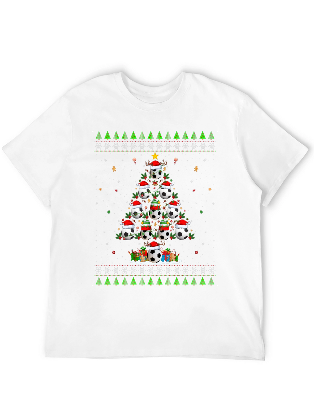 Festive Soccer Ball Christmas Tree T-Shirt