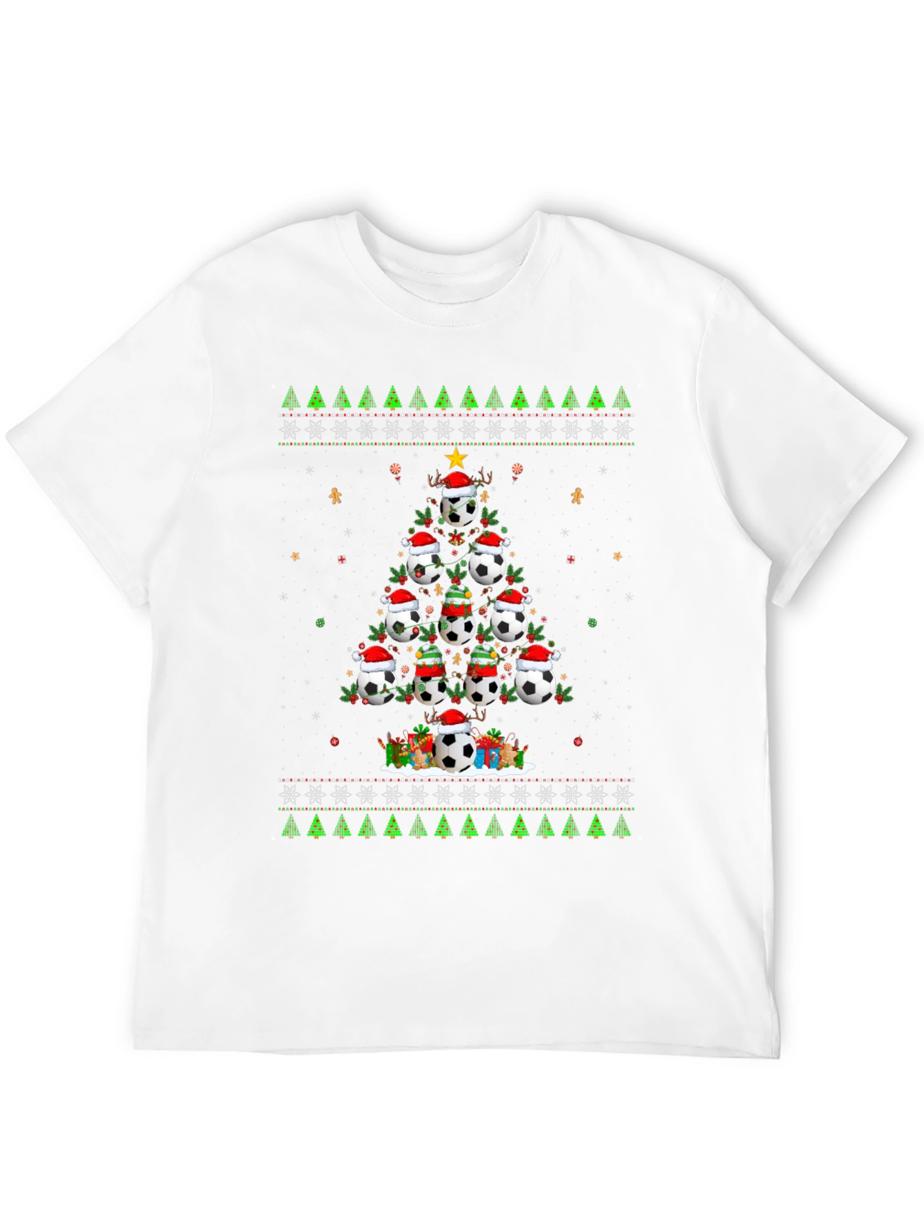 Festive Soccer Ball Christmas Tree T-Shirt