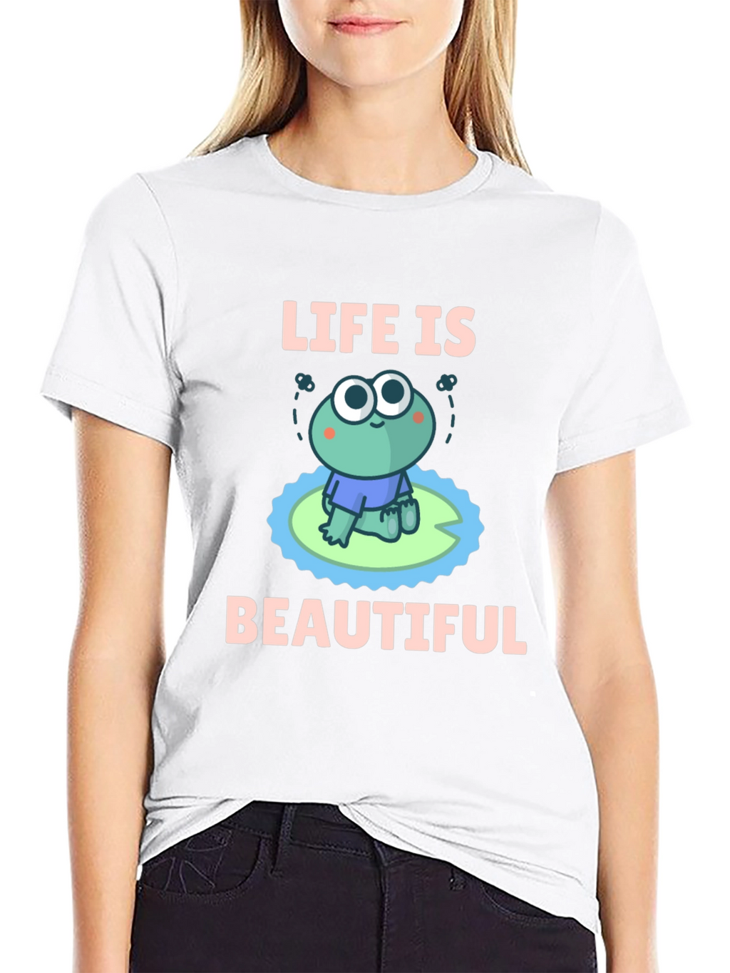 Life Is Beautiful Frog Graphic T-Shirt