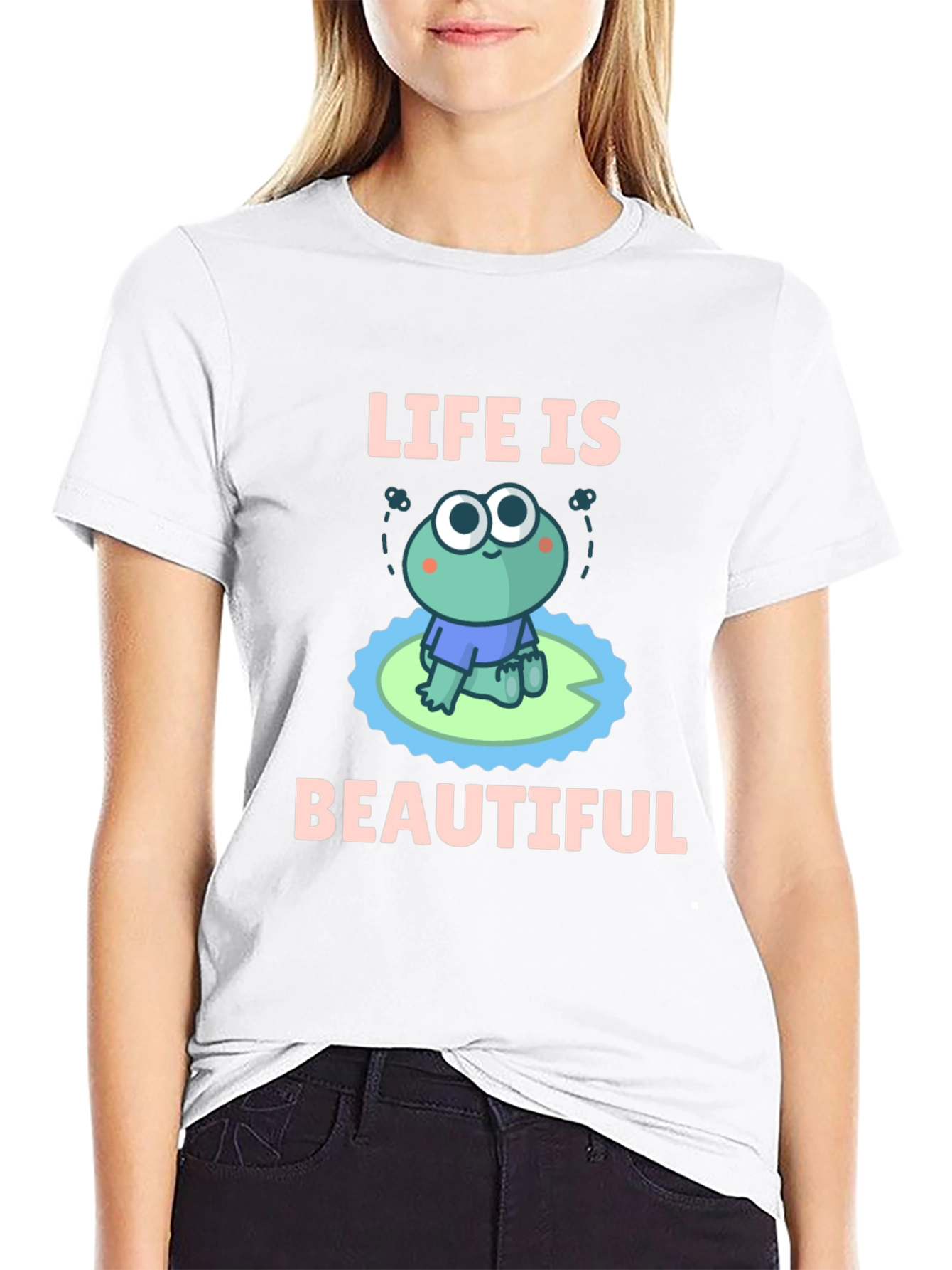 Life Is Beautiful Frog Graphic T-Shirt
