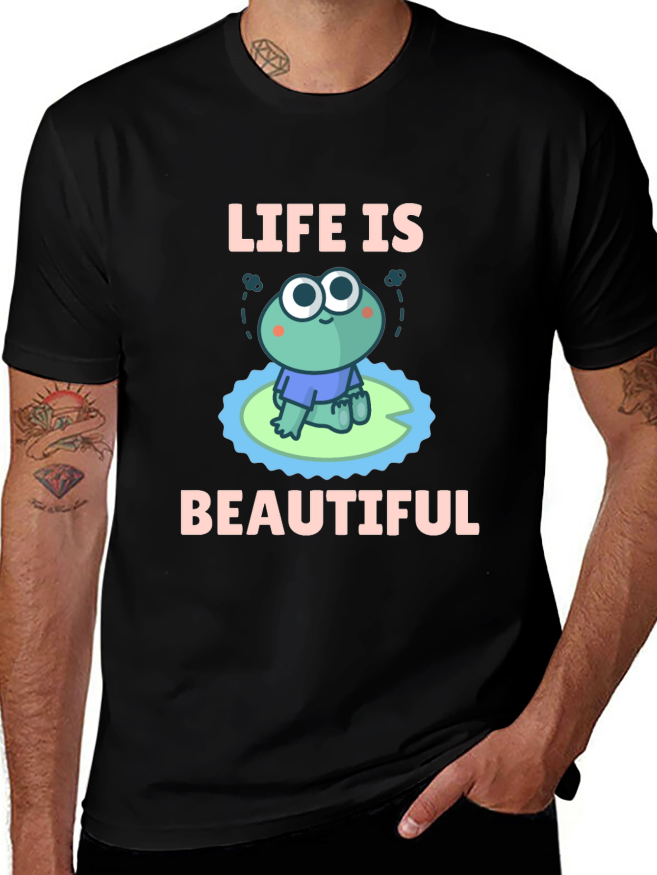 Life Is Beautiful Frog Graphic T-Shirt