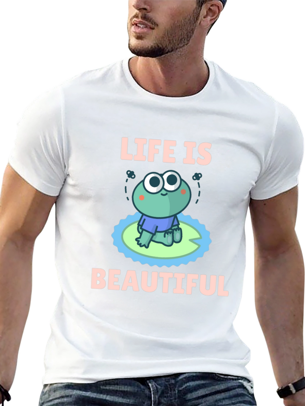 Life Is Beautiful Frog Graphic T-Shirt