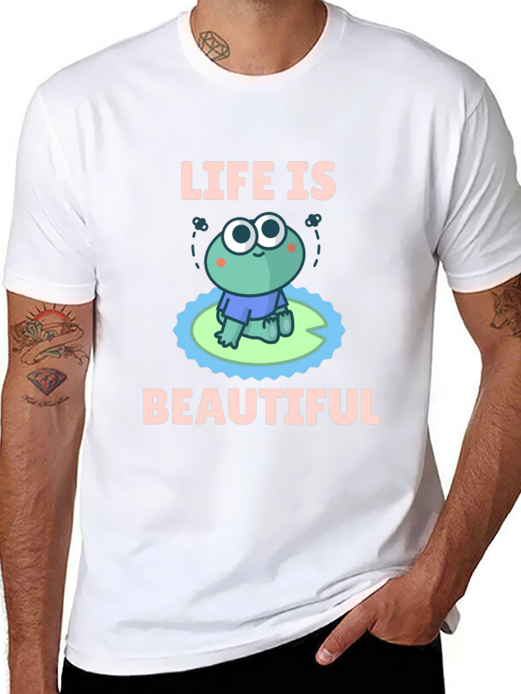 Life Is Beautiful Frog Graphic T-Shirt
