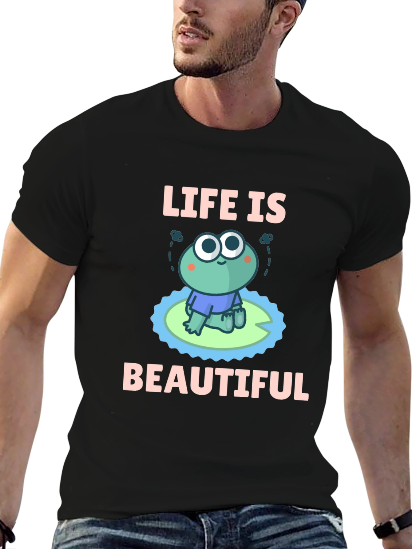 Life Is Beautiful Frog Graphic T-Shirt