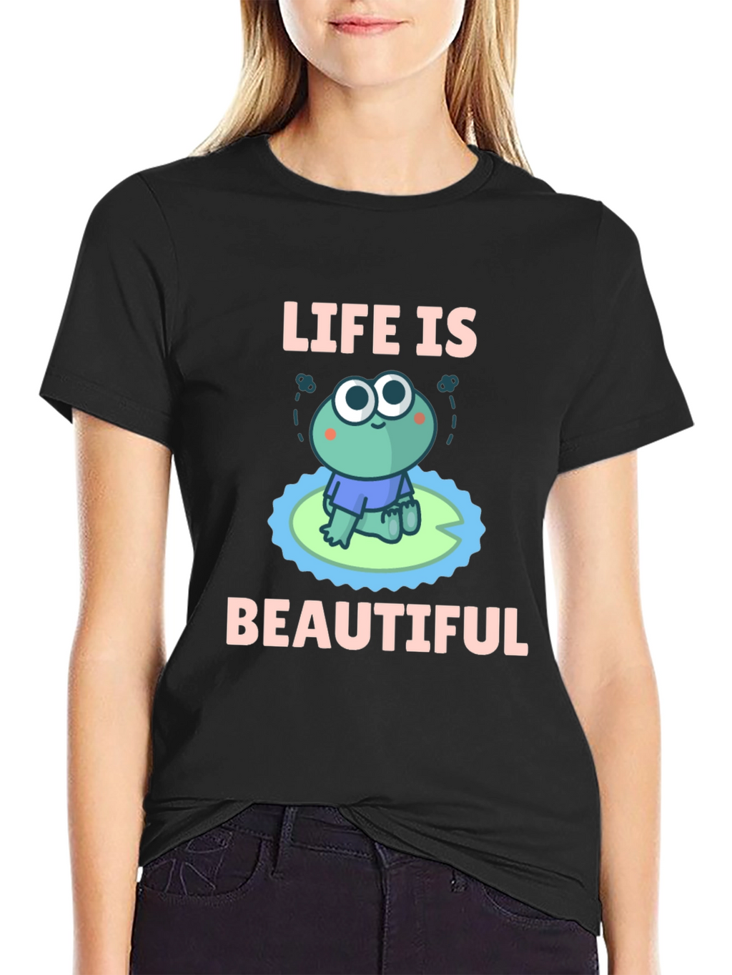 Life Is Beautiful Frog Graphic T-Shirt