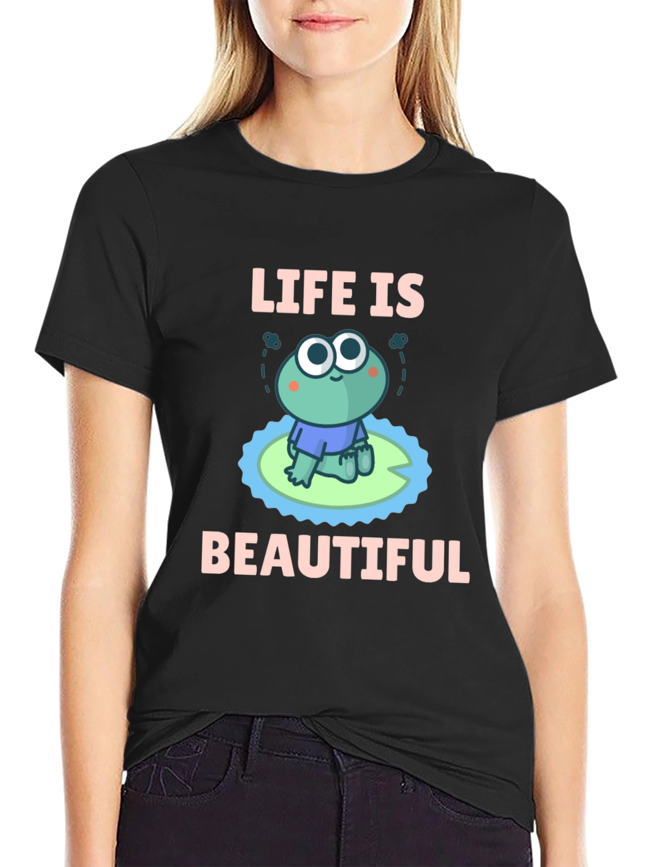 Life Is Beautiful Frog Graphic T-Shirt