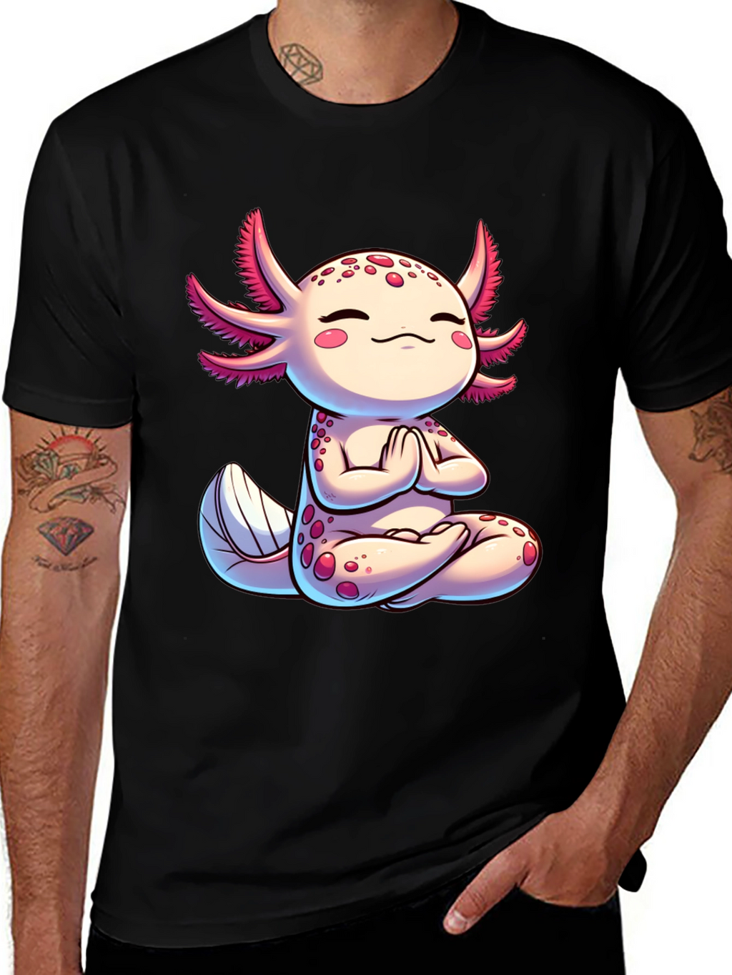 Zen Axolotl T-Shirt - Meditating Cute Amphibian