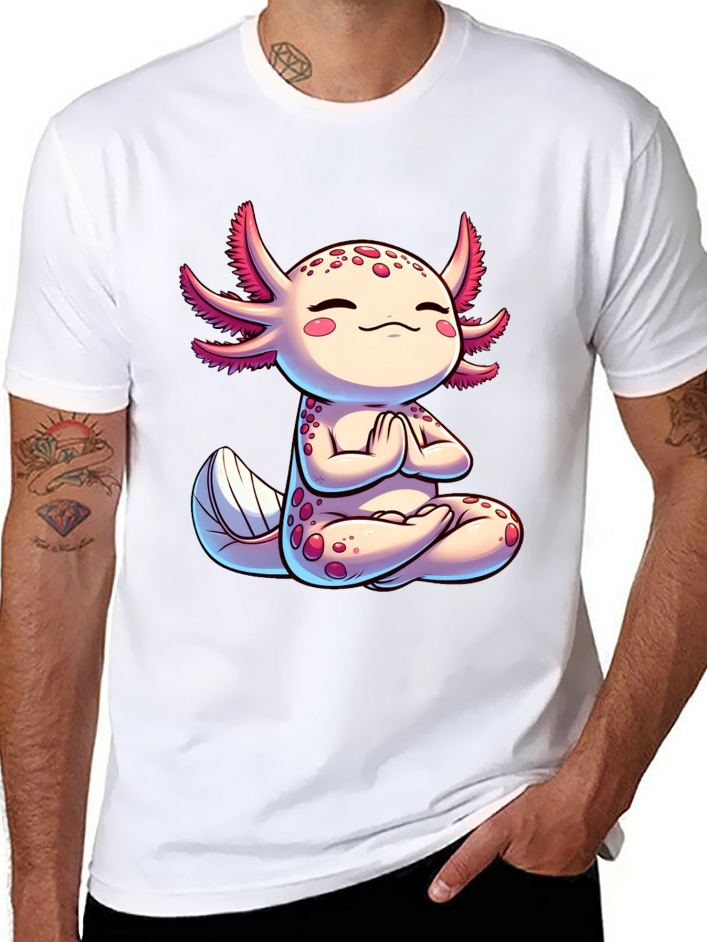 Zen Axolotl T-Shirt - Meditating Cute Amphibian