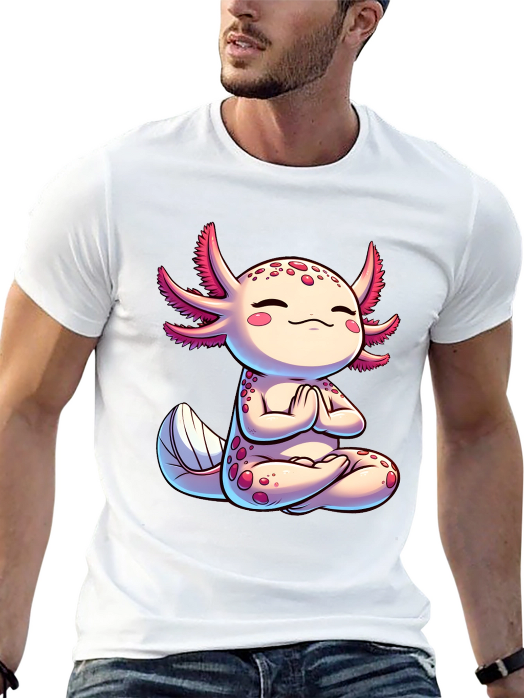 Zen Axolotl T-Shirt - Meditating Cute Amphibian