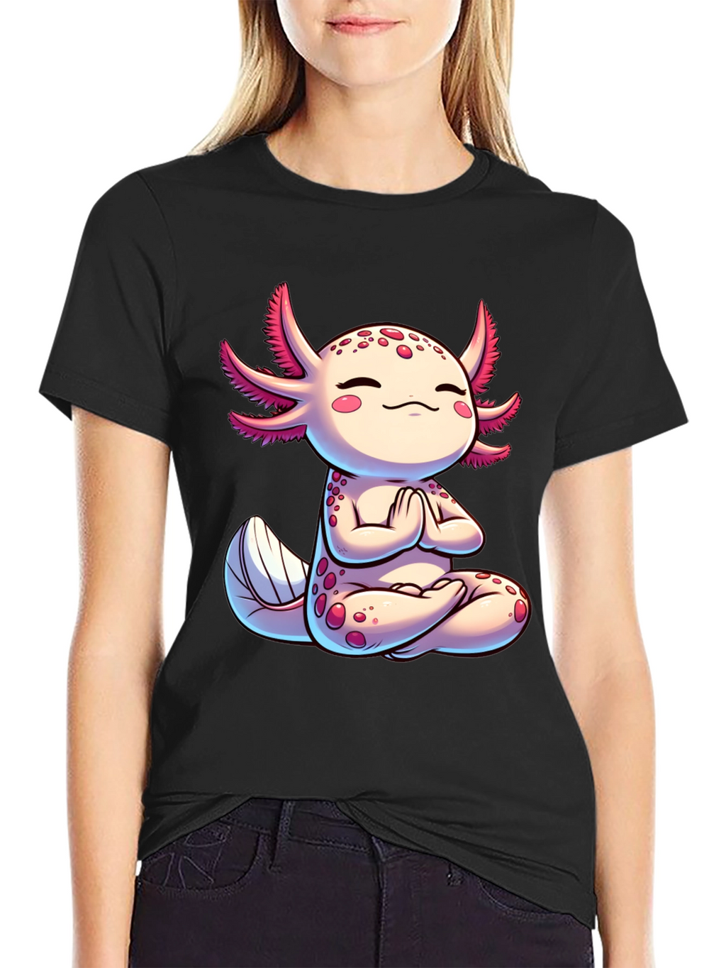 Zen Axolotl T-Shirt - Meditating Cute Amphibian