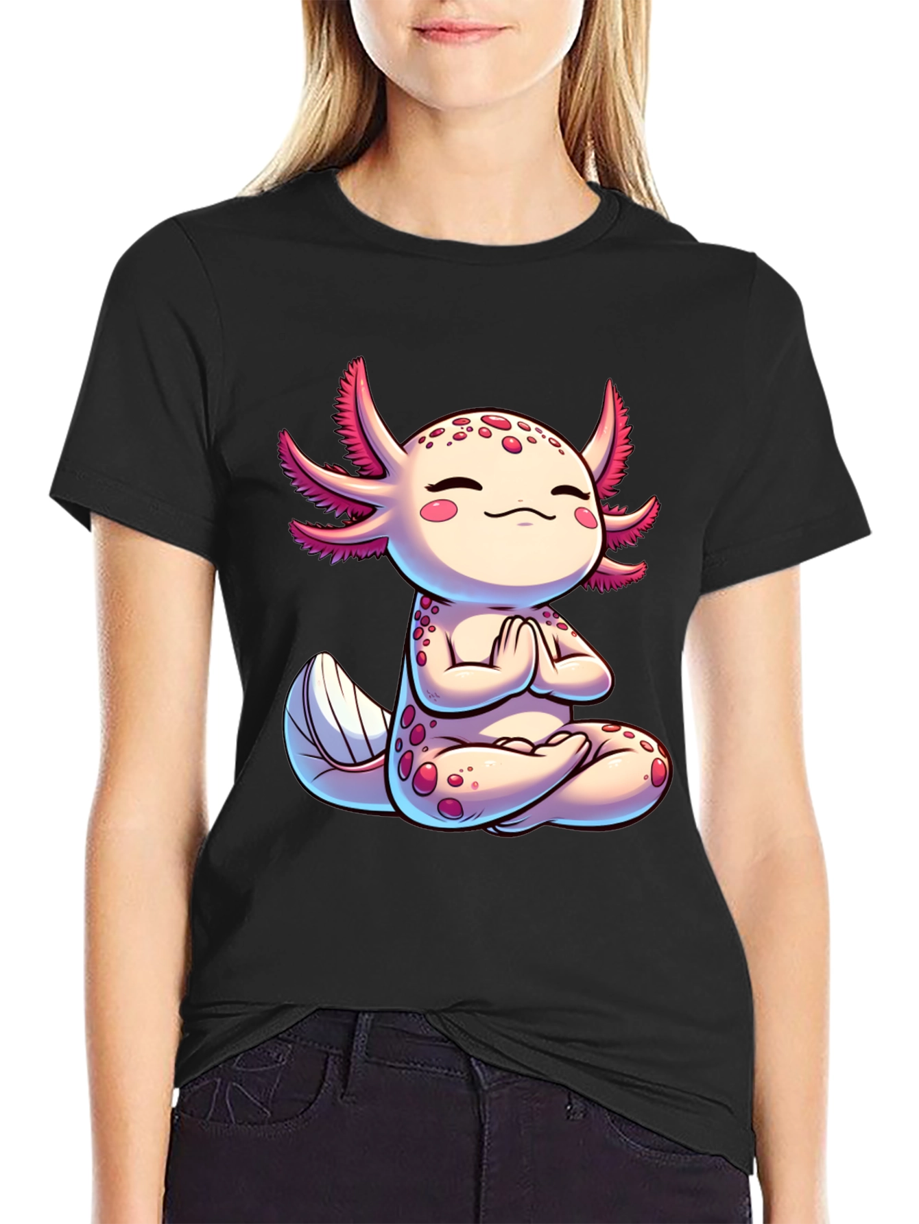 Zen Axolotl T-Shirt - Meditating Cute Amphibian