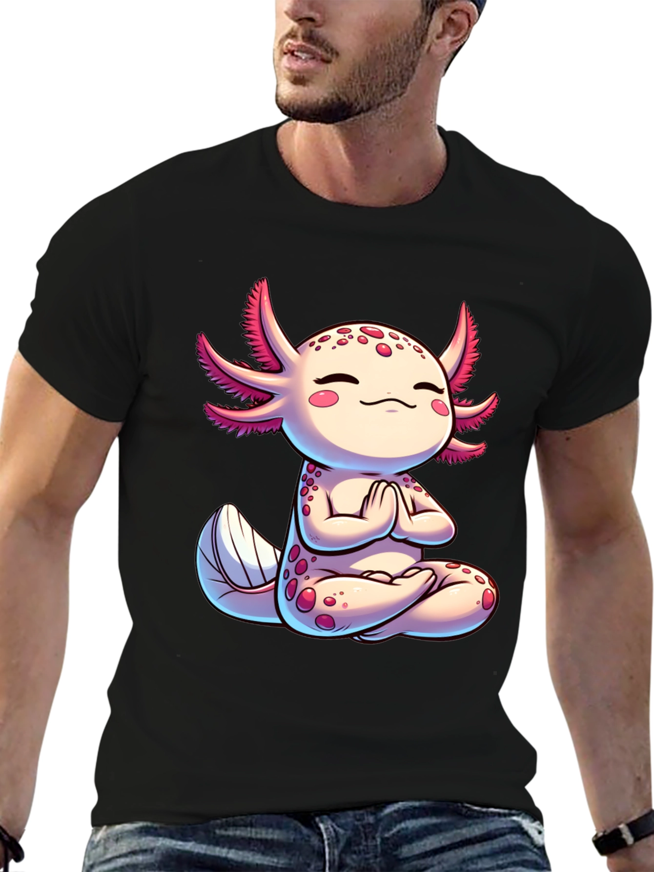 Zen Axolotl T-Shirt - Meditating Cute Amphibian