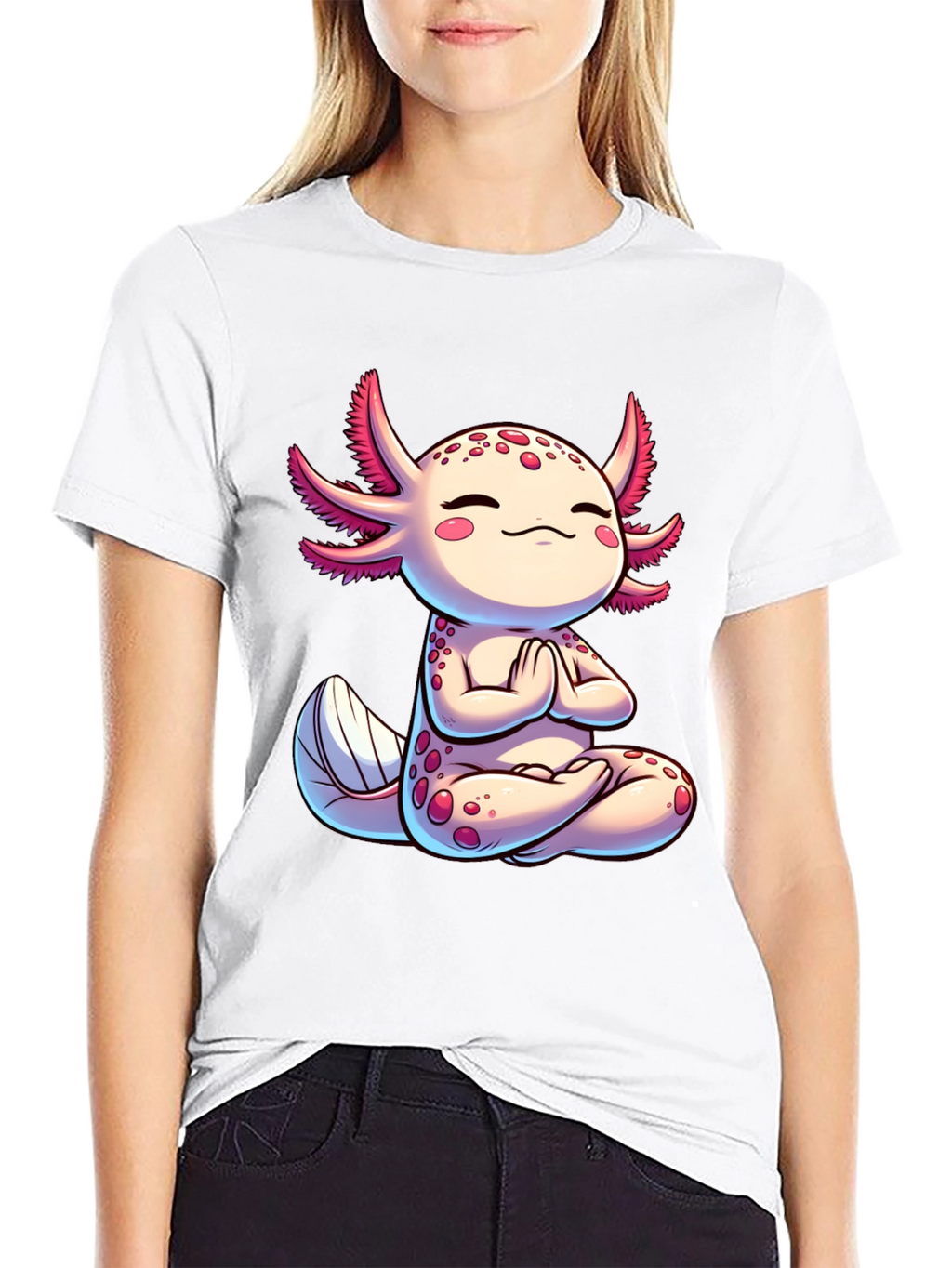 Zen Axolotl T-Shirt - Meditating Cute Amphibian