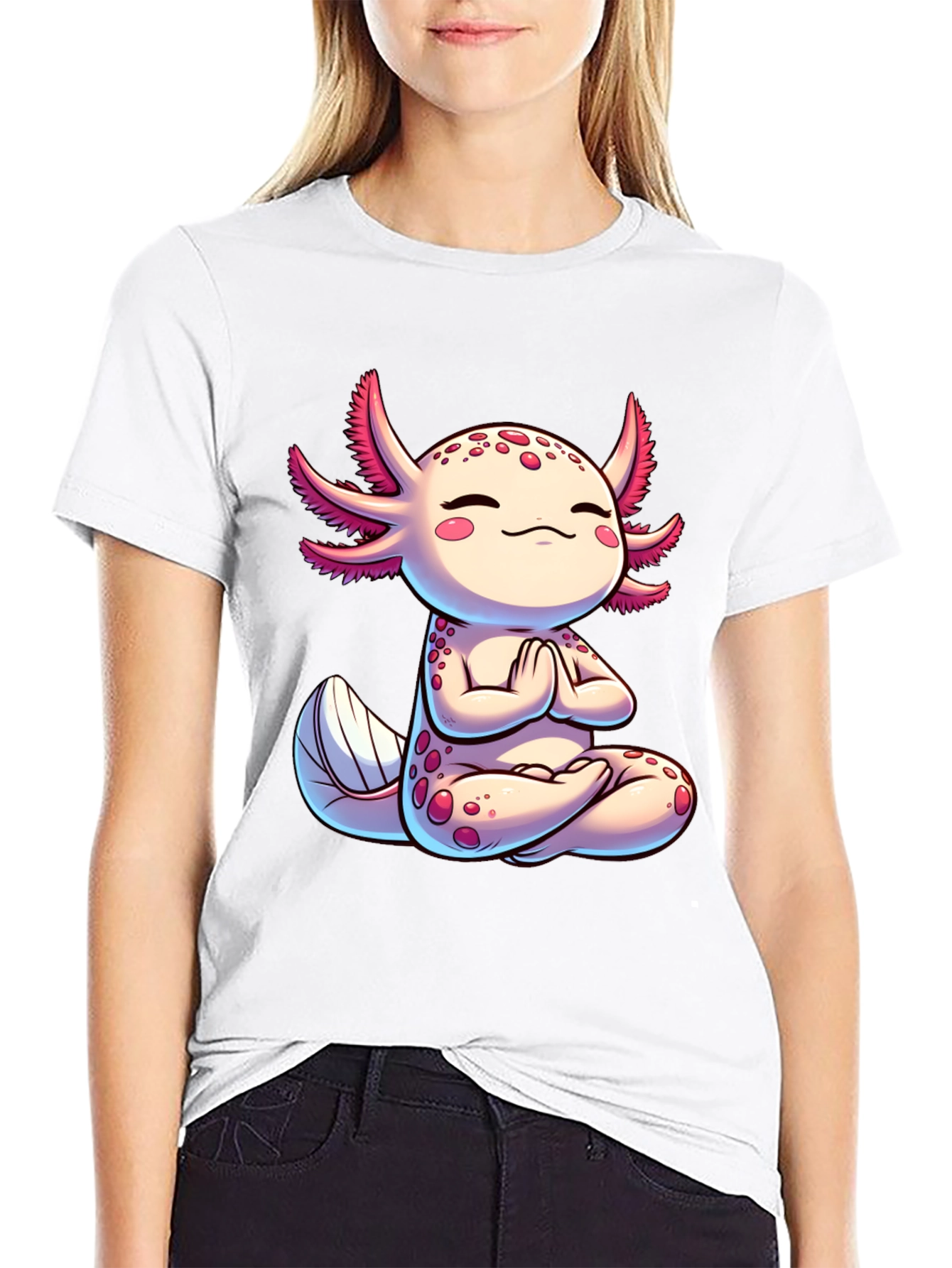Zen Axolotl T-Shirt - Meditating Cute Amphibian