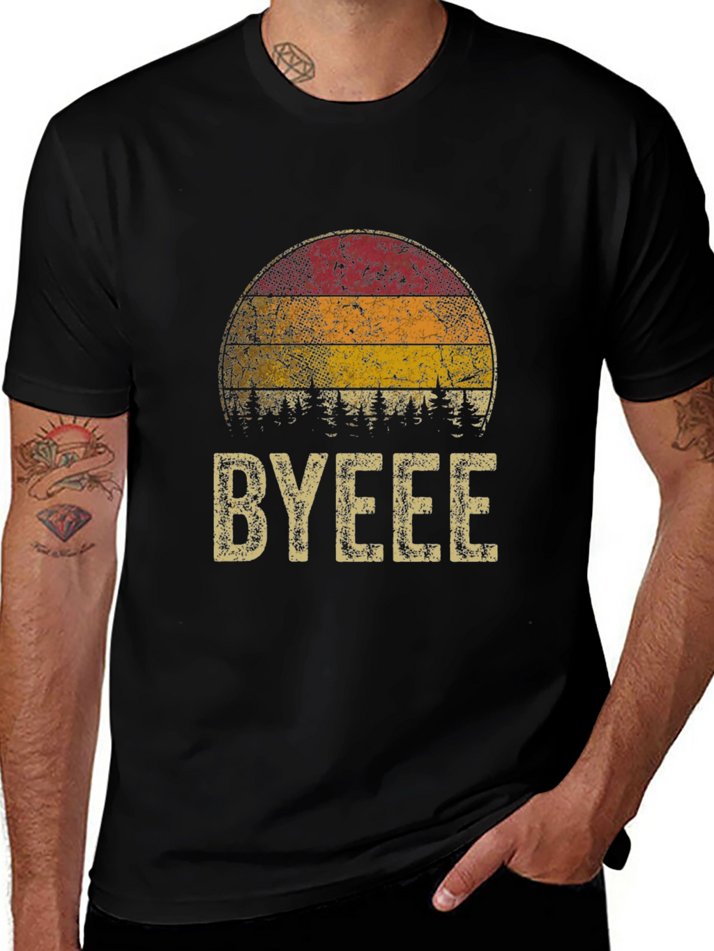 Retro Sunset BYEEE T-Shirt - Cool Graphic Tee