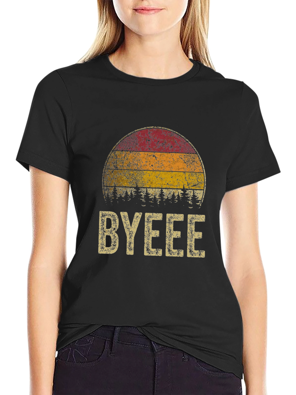 Retro Sunset BYEEE T-Shirt - Cool Graphic Tee