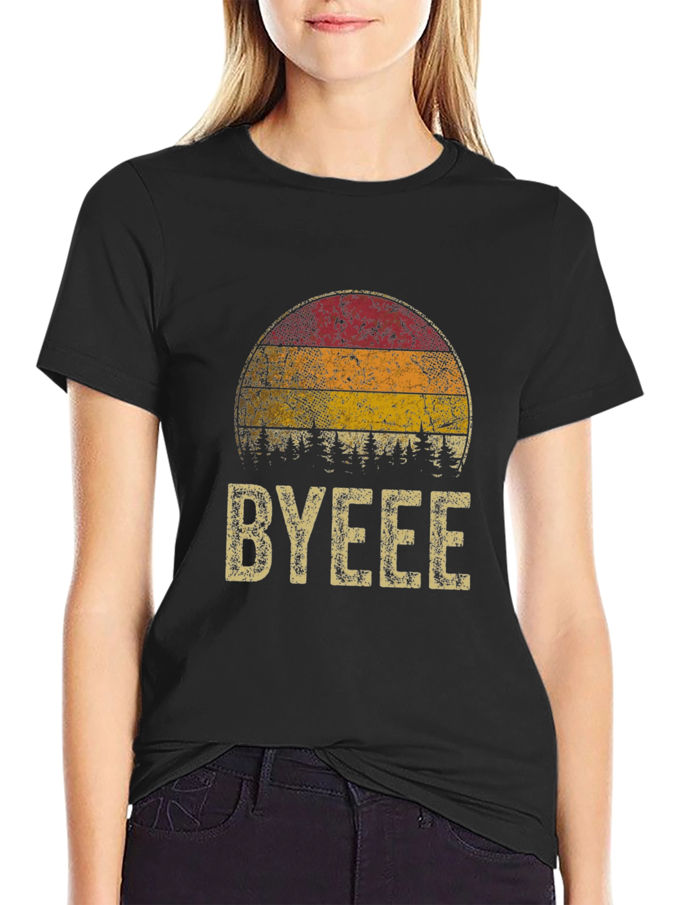 Retro Sunset BYEEE T-Shirt - Cool Graphic Tee