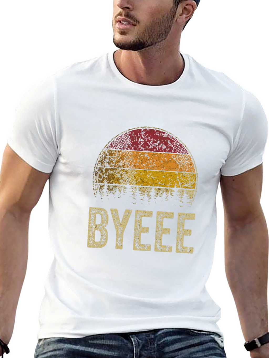 Retro Sunset BYEEE T-Shirt - Cool Graphic Tee