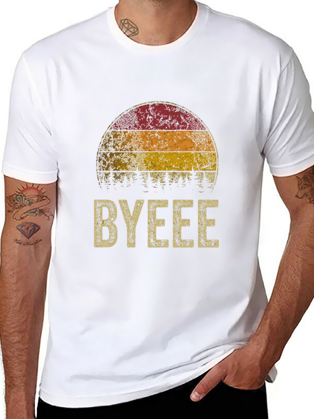 Retro Sunset BYEEE T-Shirt - Cool Graphic Tee