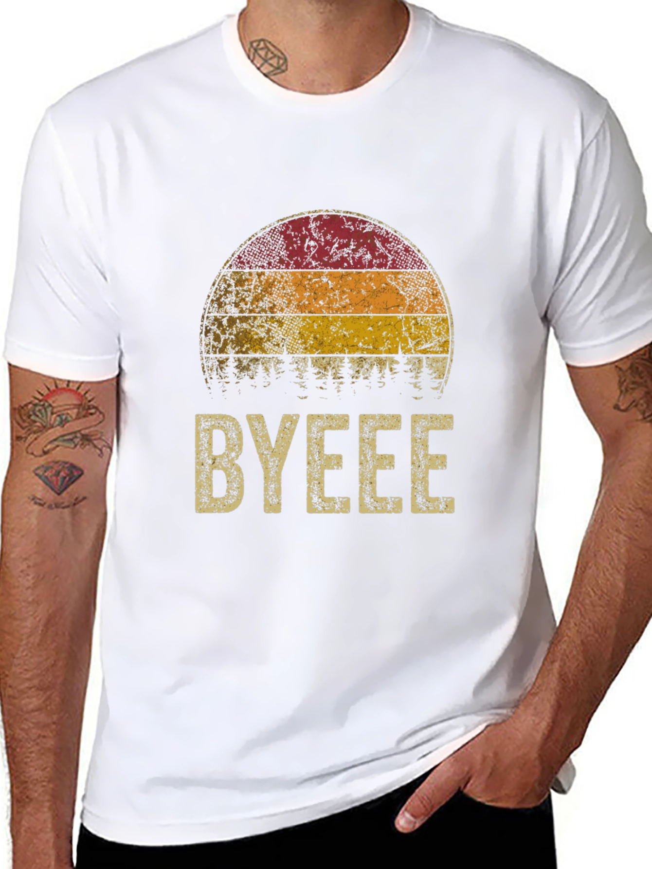 Retro Sunset BYEEE T-Shirt - Cool Graphic Tee
