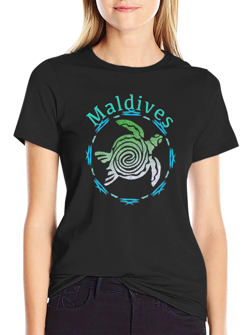 Maldives Sea Turtle Black T-Shirt