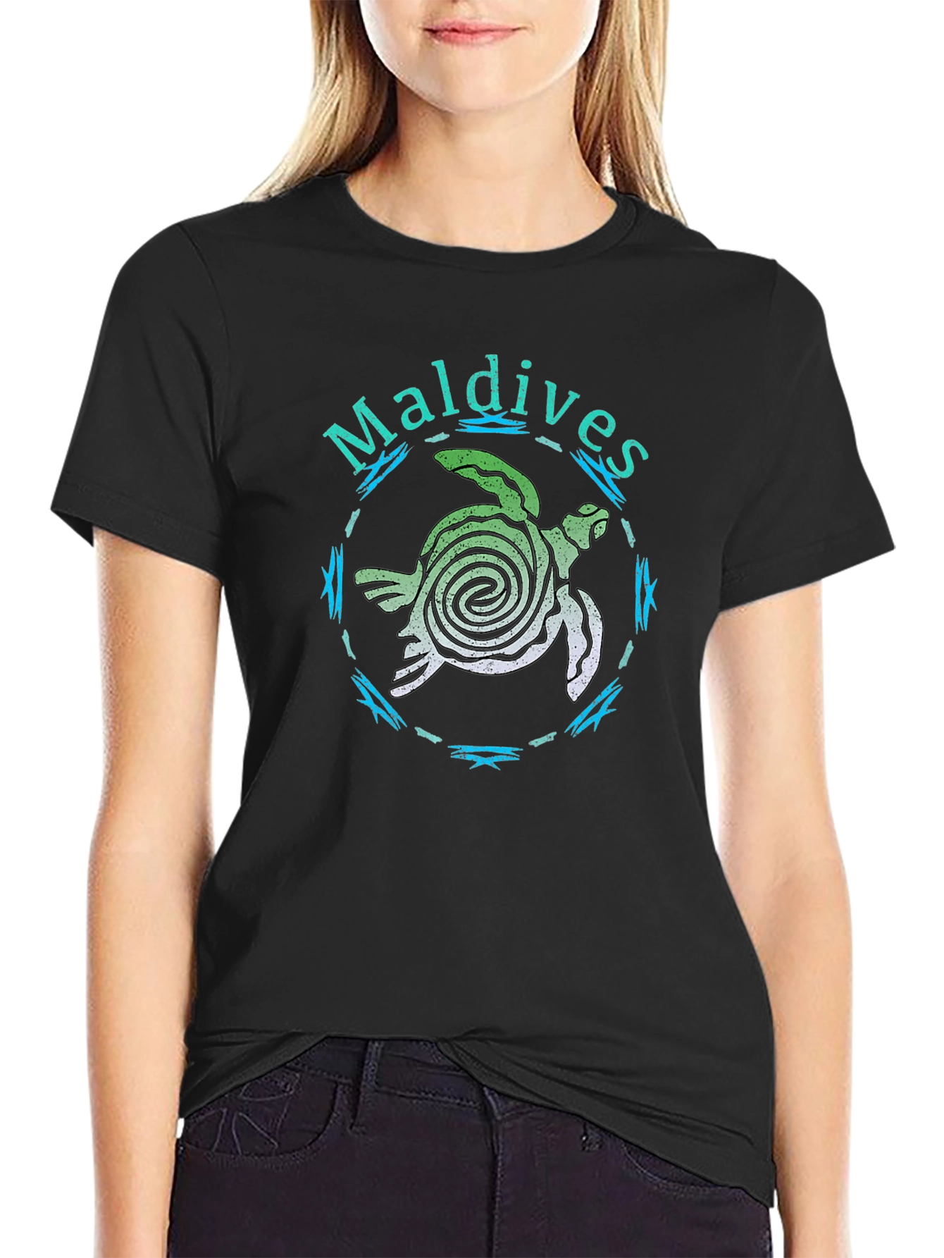 Maldives Sea Turtle Black T-Shirt