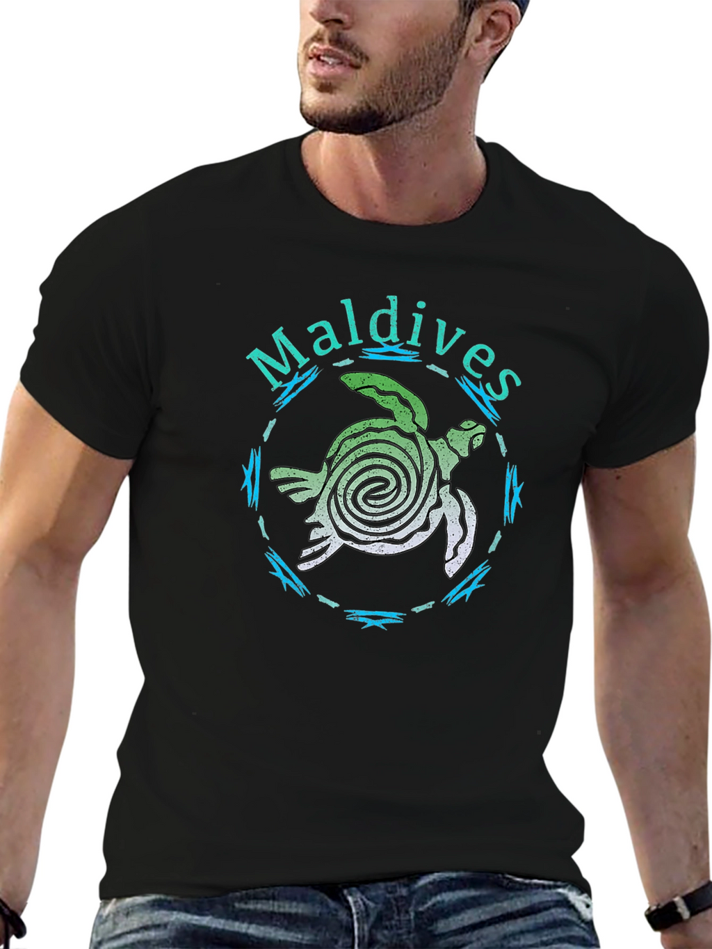 Maldives Sea Turtle Black T-Shirt