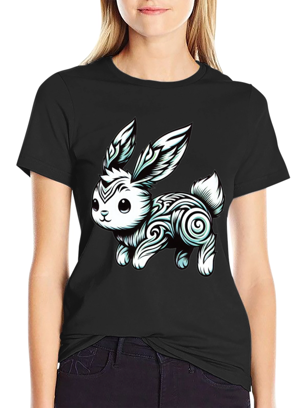 Tribal Rabbit Graphic Tee - Unique Design