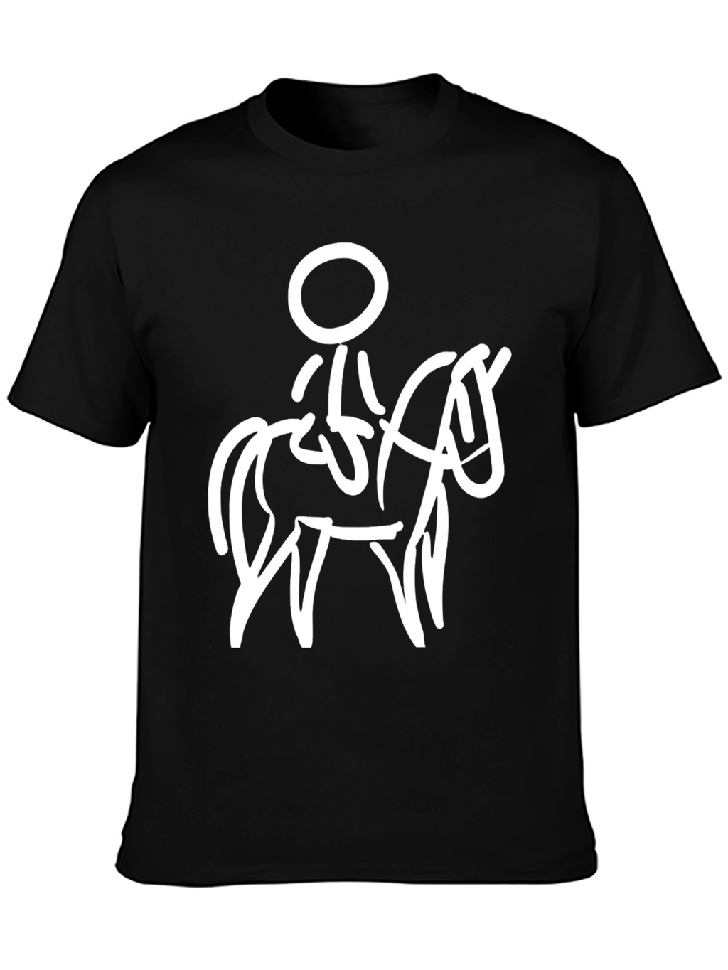 Horse Rider Graphic Tee - Black Cotton T-Shirt