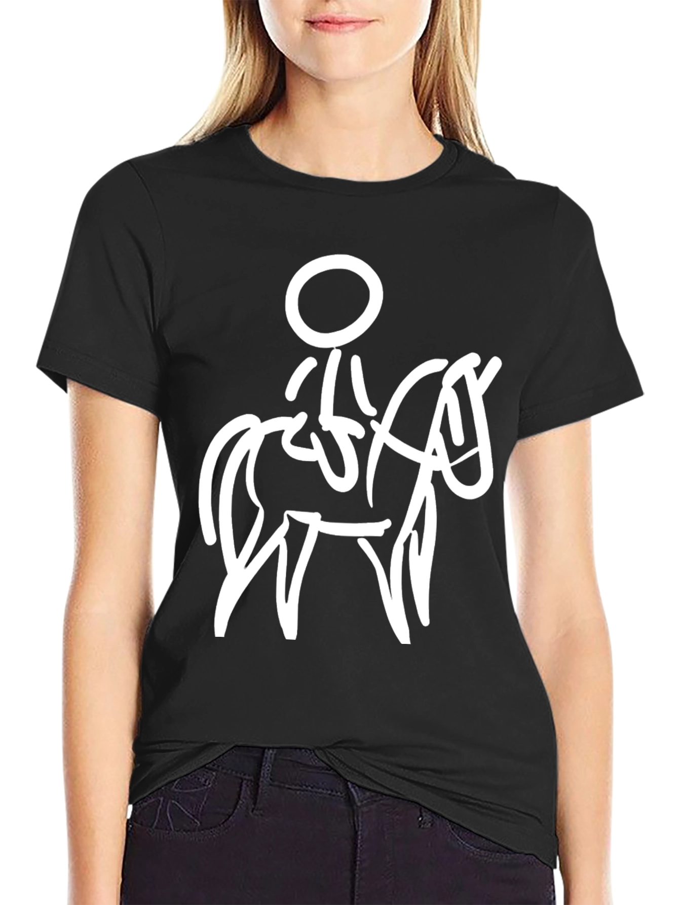 Horse Rider Graphic Tee - Black Cotton T-Shirt