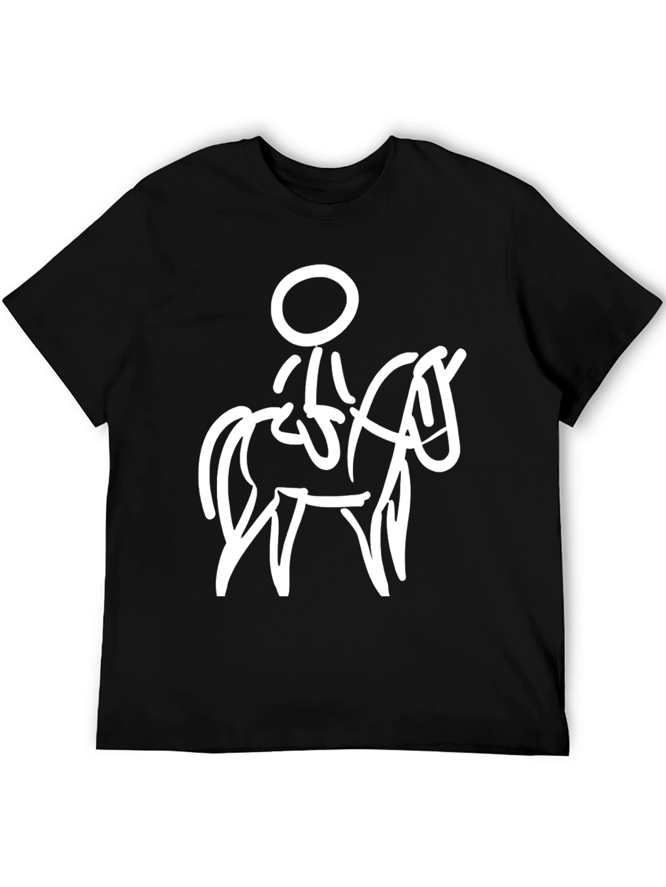 Horse Rider Graphic Tee - Black Cotton T-Shirt