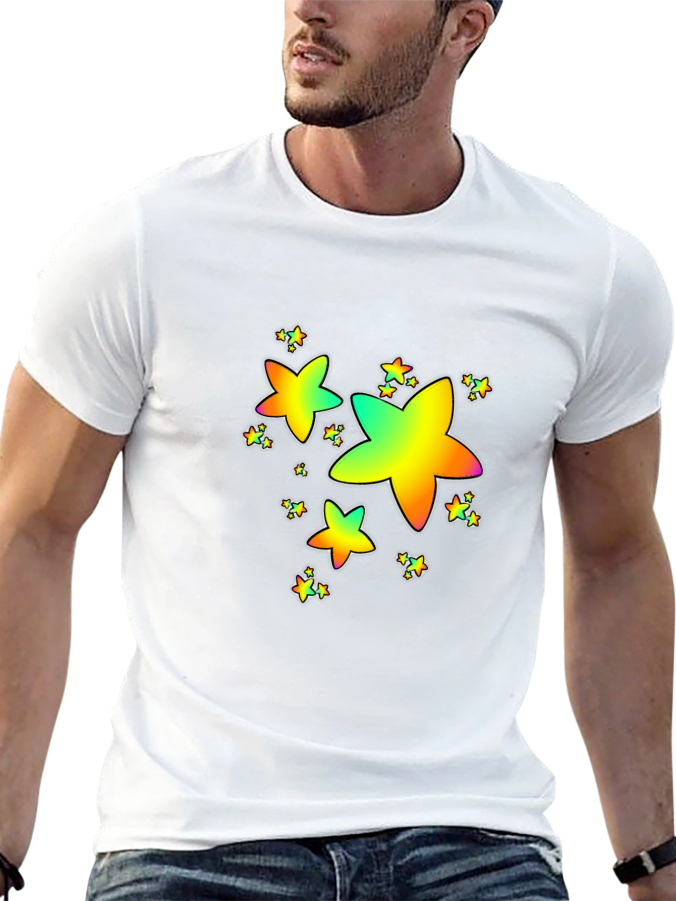 Rainbow Star Graphic Print T-Shirt