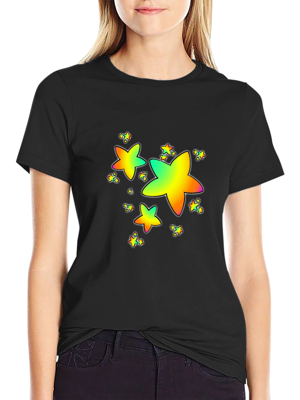 Rainbow Star Graphic Print T-Shirt