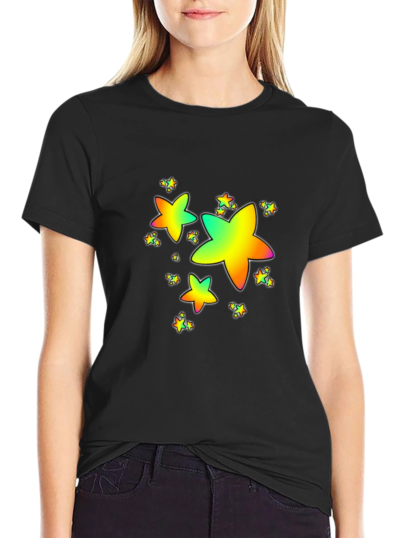 Rainbow Star Graphic Print T-Shirt