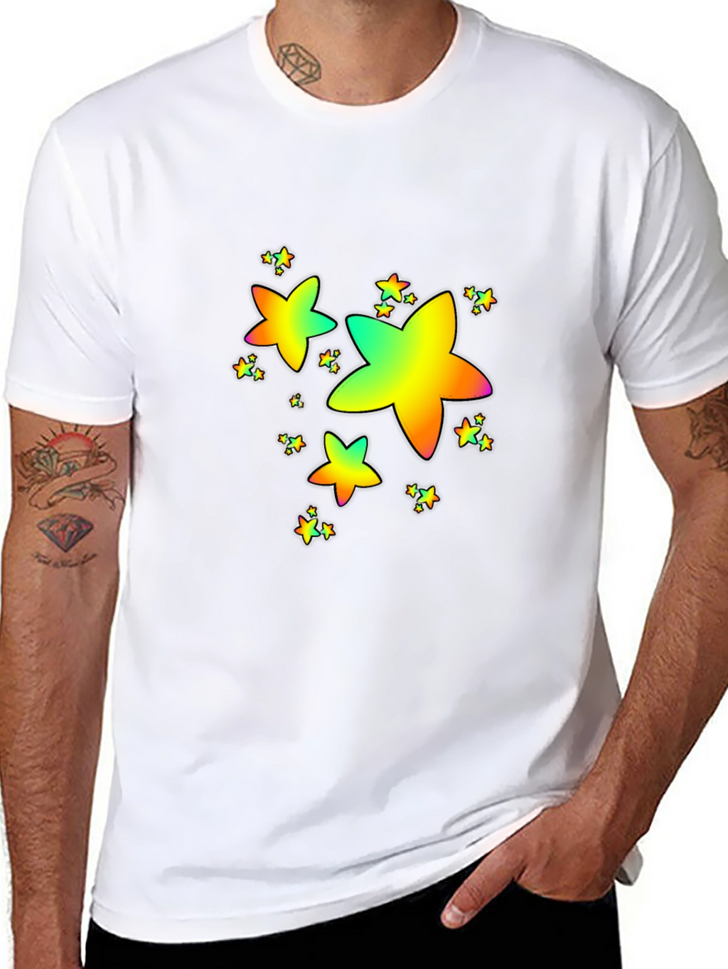 Rainbow Star Graphic Print T-Shirt