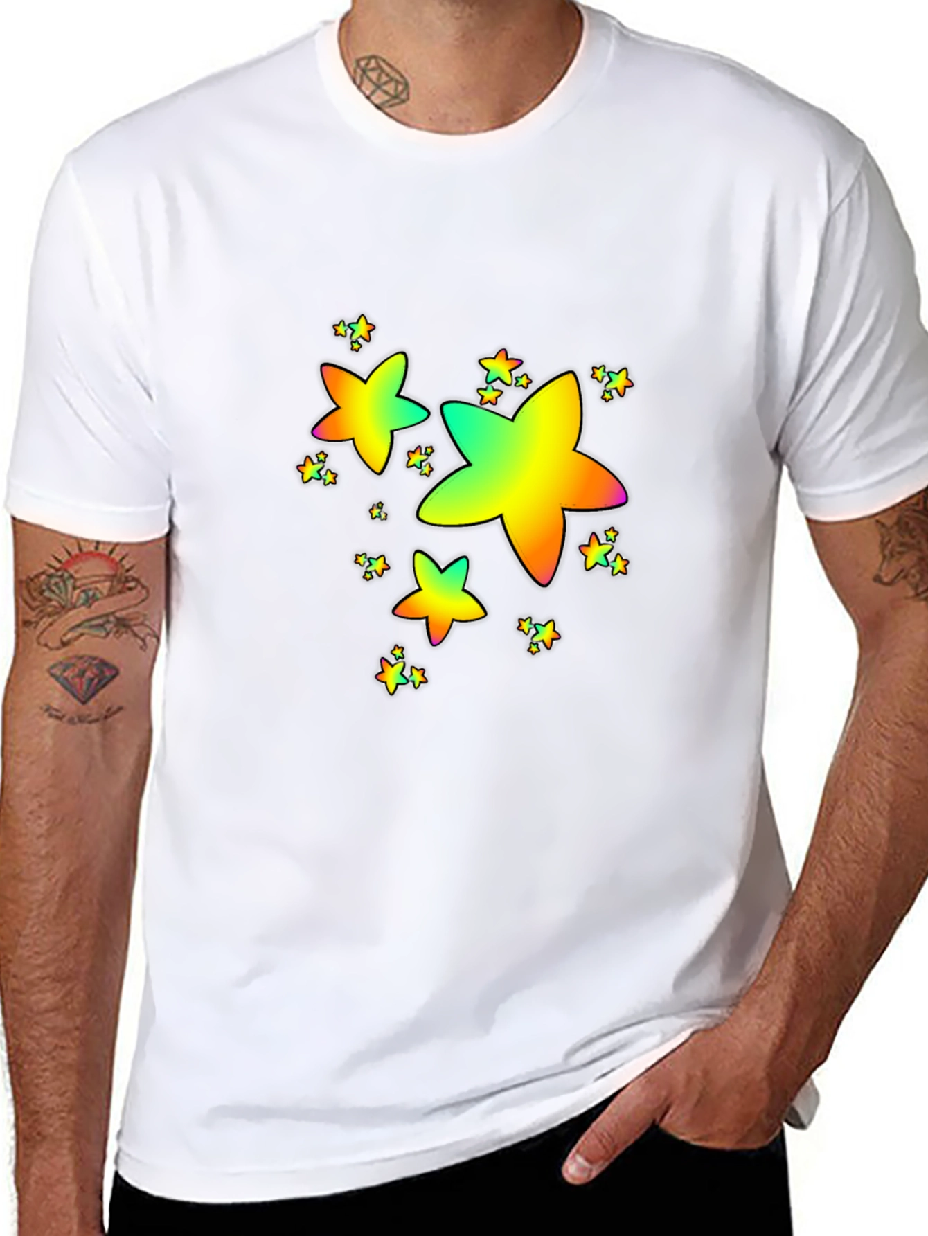 Rainbow Star Graphic Print T-Shirt