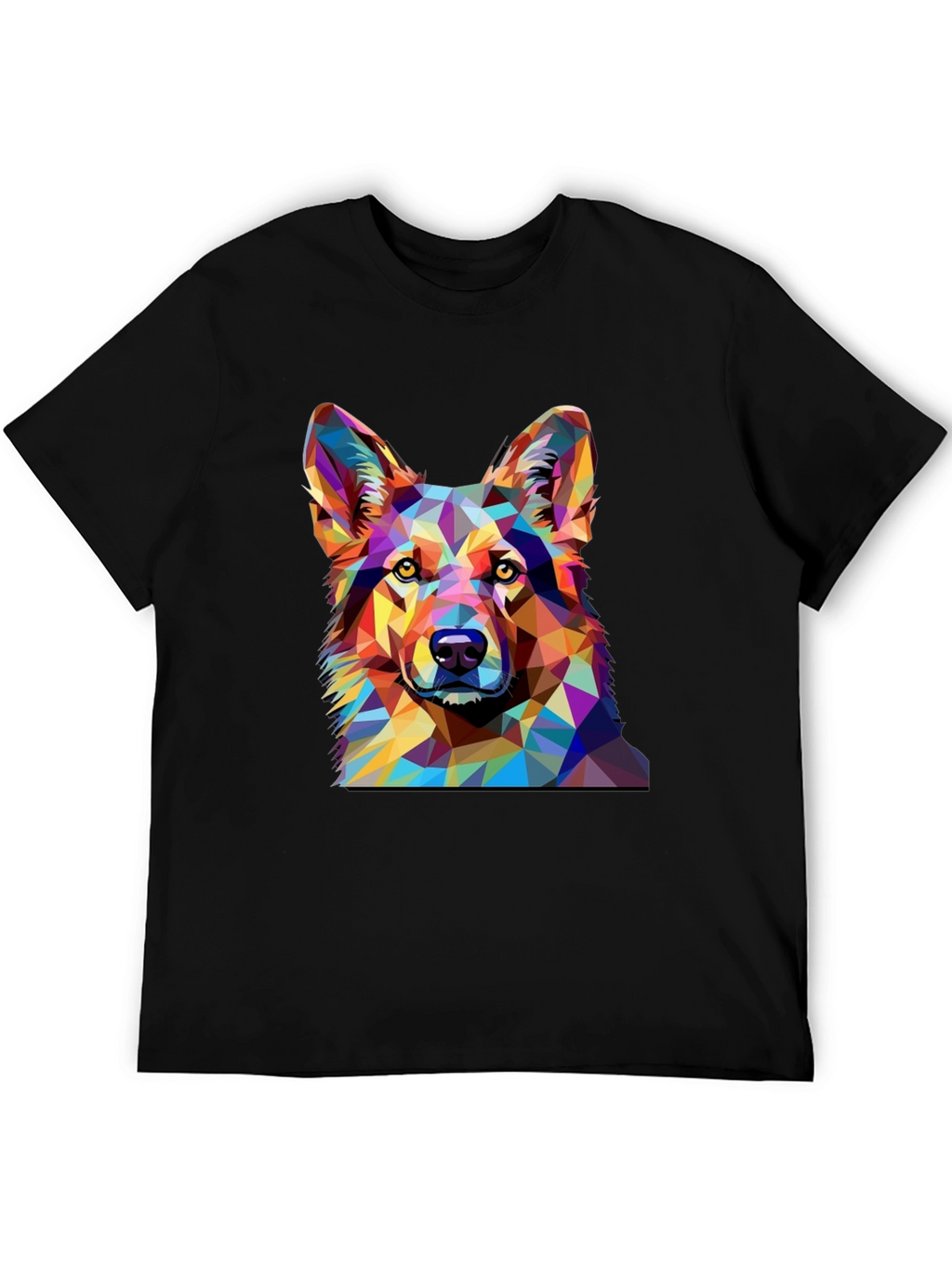Geometric Dog Print Black T-Shirt