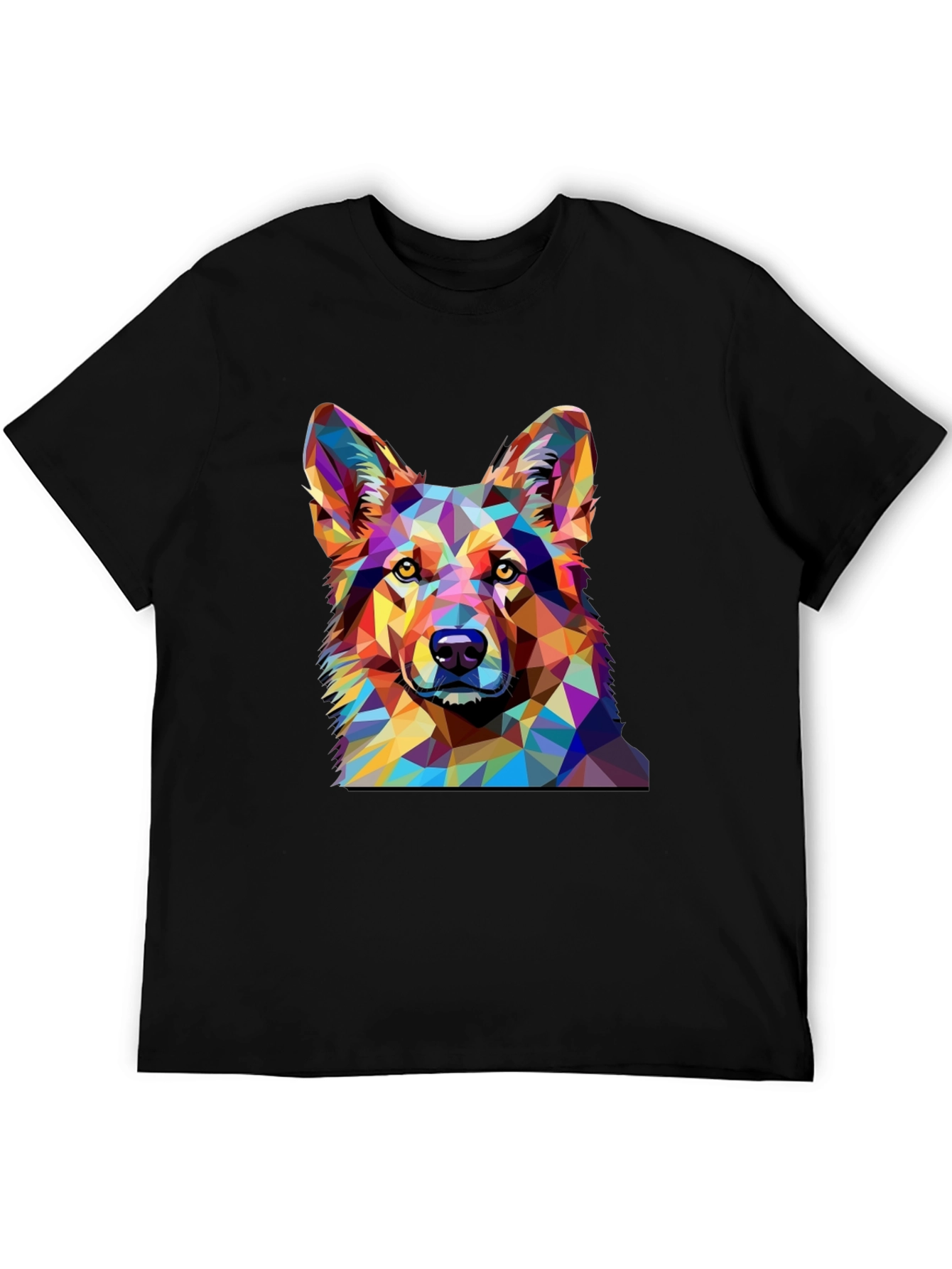 Geometric Dog Print Black T-Shirt