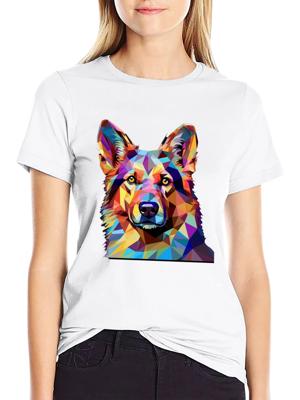 Geometric Dog Print Black T-Shirt