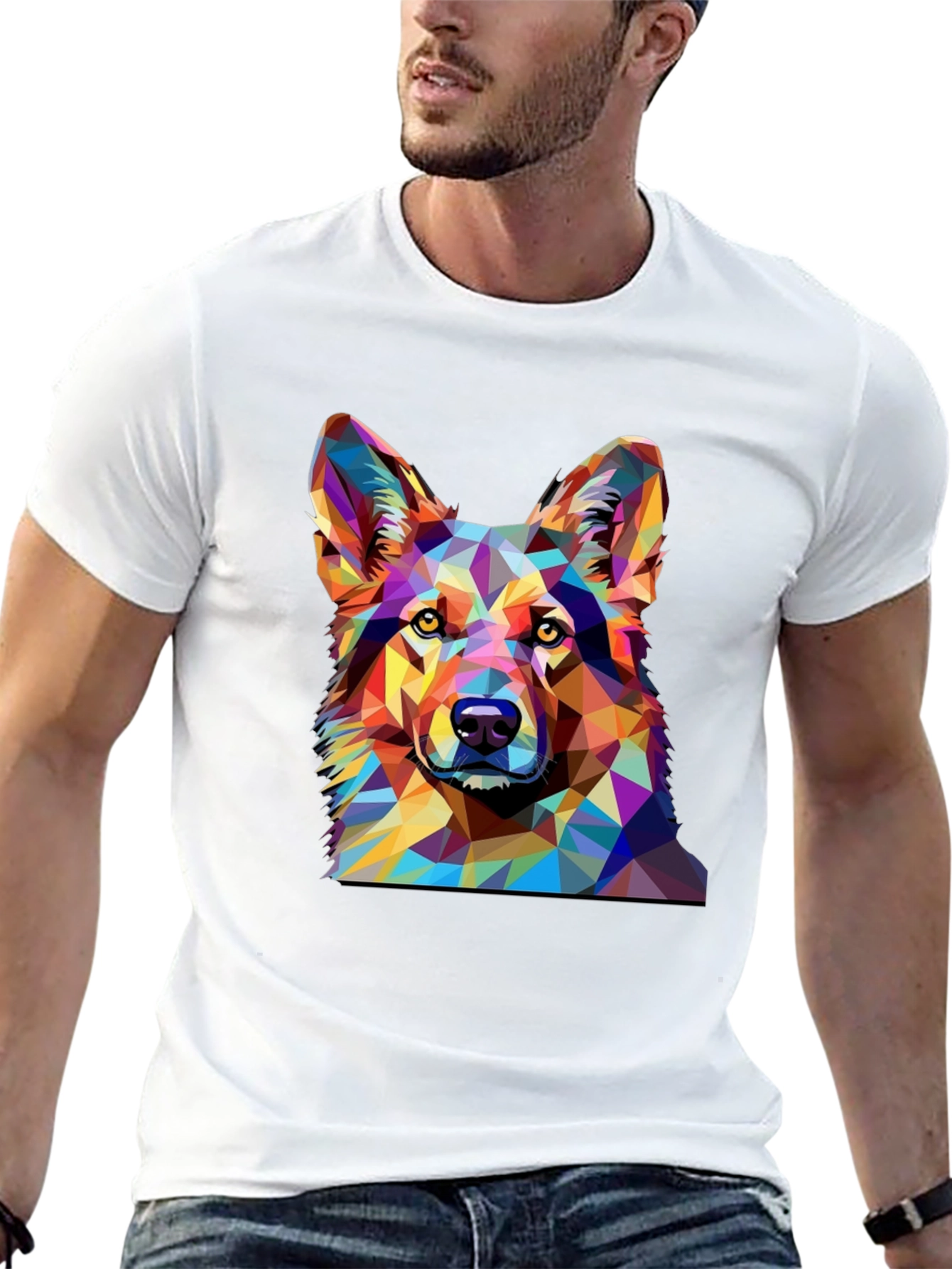 Geometric Dog Print Black T-Shirt