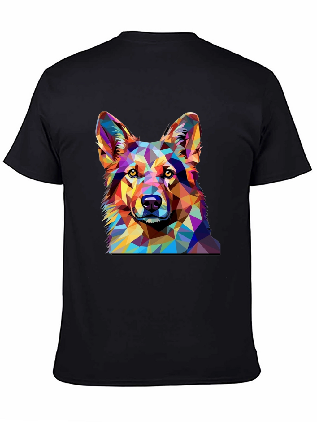 Geometric Dog Print Black T-Shirt