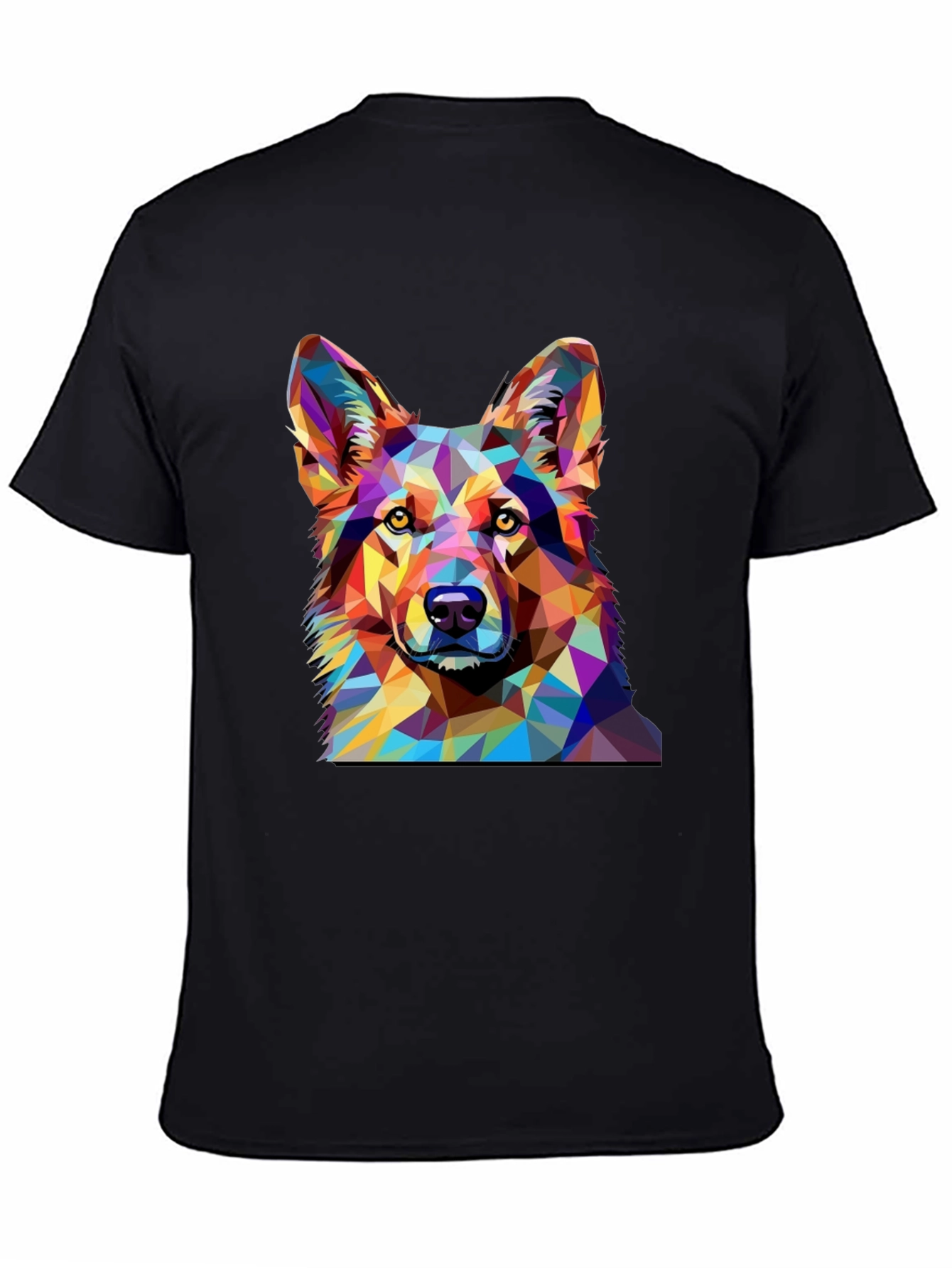 Geometric Dog Print Black T-Shirt