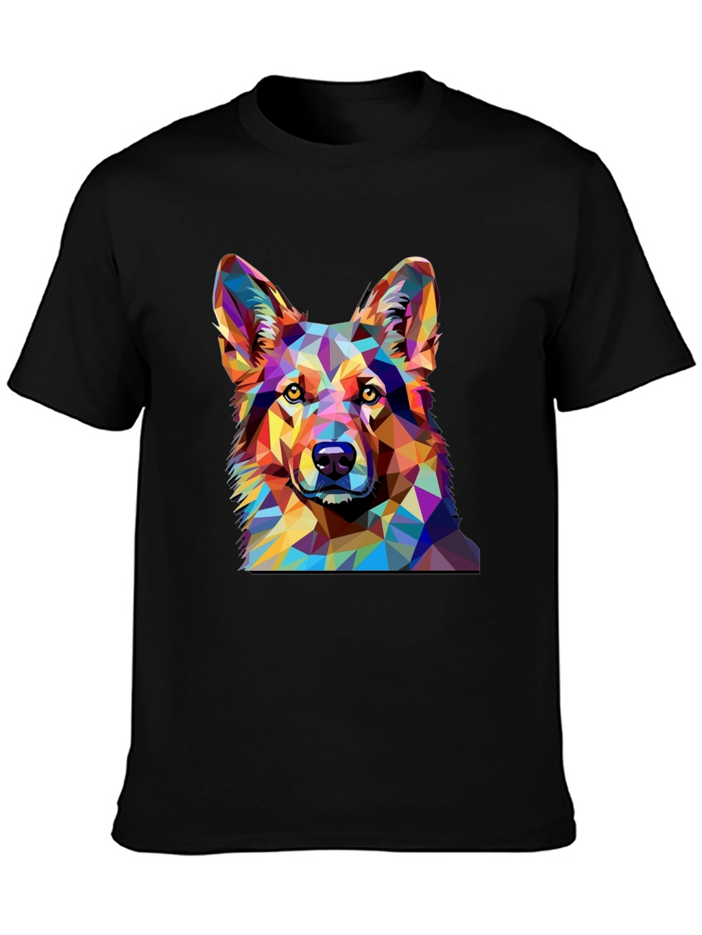 Geometric Dog Print Black T-Shirt