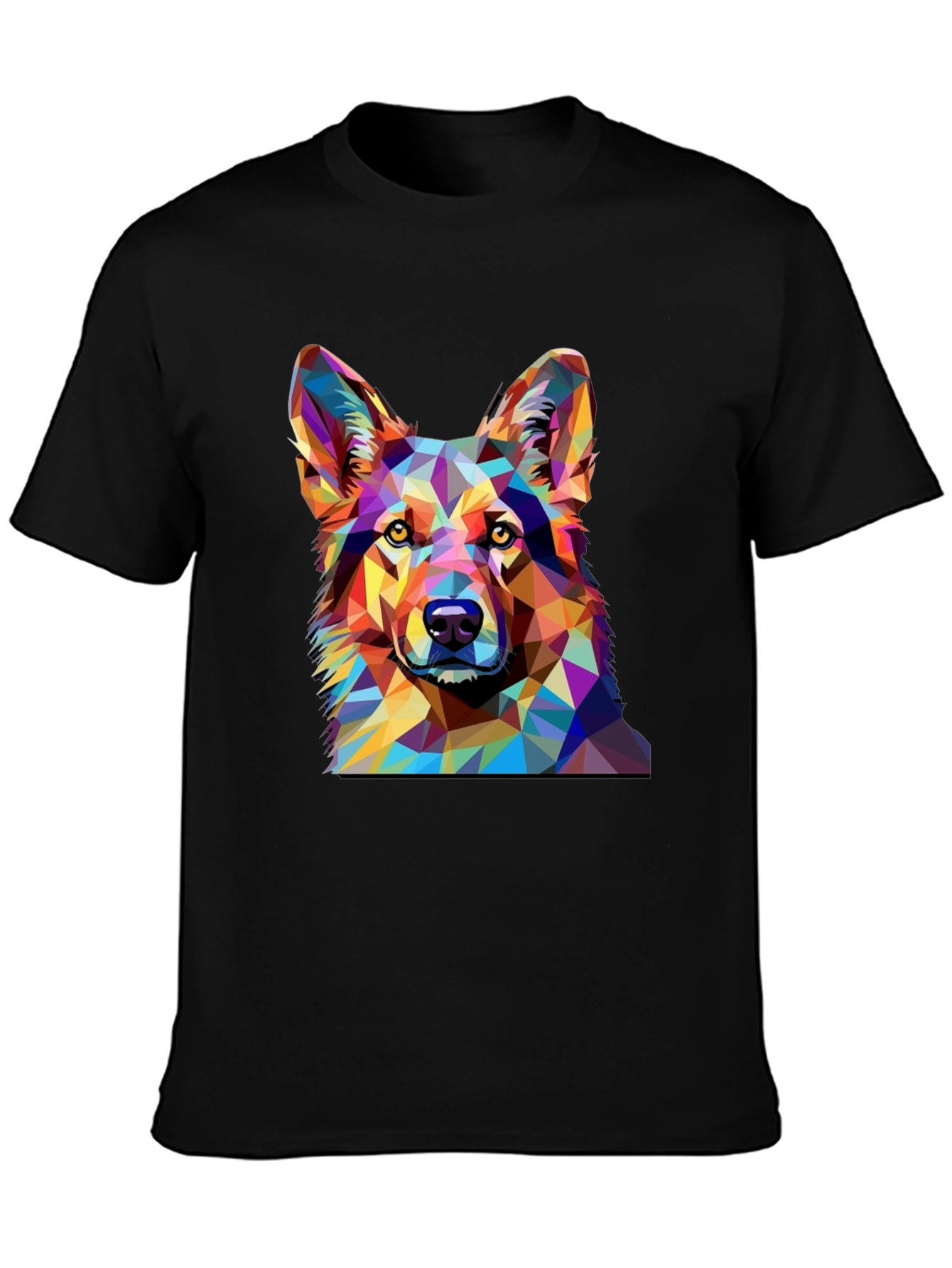 Geometric Dog Print Black T-Shirt