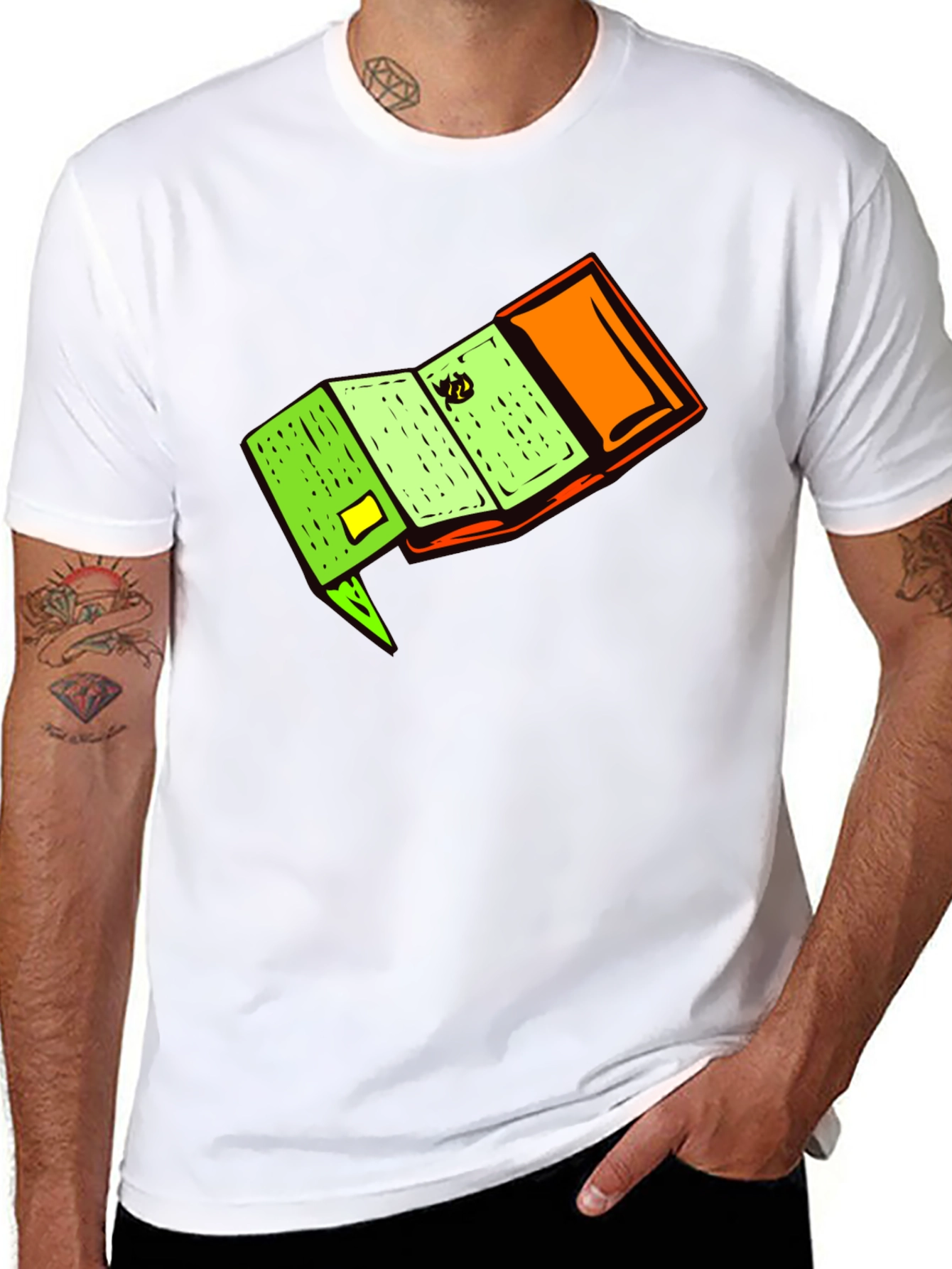 Novelty Cartoon Wallet Graphic Black T-Shirt